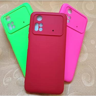 Imagem de Capa Case Capinha Anti Impacto Aveludada Premium+ 4 PeliculaS De Vidro Temperado Full Glue 9d/3D Xiaomi Poco M4 pro 4g (VERMELHO ESCURO)