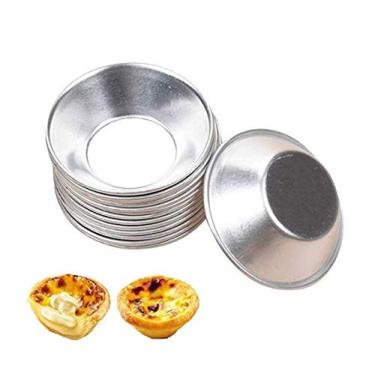 Imagem de DNHCLL 10 Peças Molde de Torta de Ovo de Alumínio Cupcake Lata Mini Forma de Torta Anodizada Forma de Bolo Muffin Copo de Assar Pudins Ferramenta de Assar