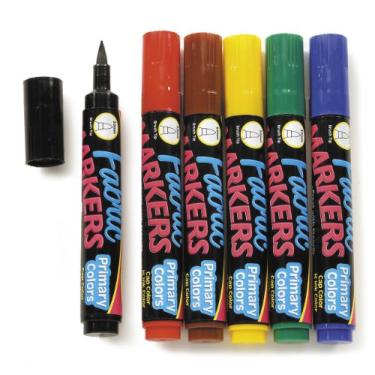 Imagem de Darice Fab102 marcadores permanentes de tecido com bolsa com zíper, cores primárias, conjunto de 6