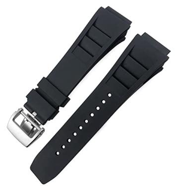 Imagem de CYSUE Pulseira de borracha 20mm 25mm para Richard Spring Bar Silicone Mille Sport Watch Strap Soft Waterproof Wristband (Cor: Fivela de dobra preta, Tamanho: 20mm)