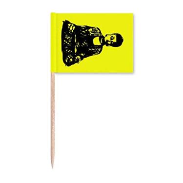 Imagem de Shakyamuni Retrato Meditate Sublimação Palito Bandeiras Marcador Topper Decoração de Festa