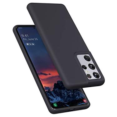 Imagem de E Segoi Capa projetada para Galaxy S21 Ultra, capa à prova de choque de borracha gel de silicone líquido, almofada de forro de pano de microfibra macia compatível com Galaxy S21 Ultra 5G de 6,8