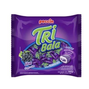 Imagem de Bala Recheada Tribala Uva Pacote 500g