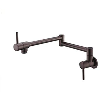 Imagem de Torneira de cozinha de montagem na parede dobrável de latão torneira de enchimento de panela giratória dobrável retrátil rotativa estiramento torneira da pia torneira da pia, bronze marrom