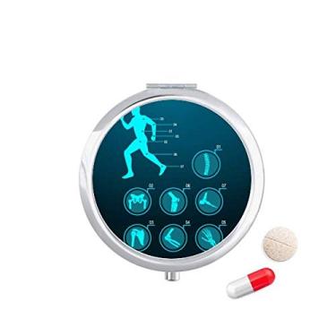 Imagem de Caixa de comprimidos com ilustração humana da estrutura óssea, caixa de armazenamento de medicamentos, dispensador de recipiente