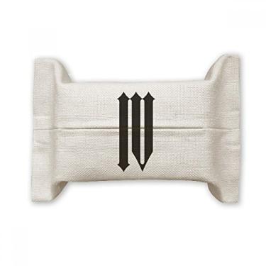 Imagem de Numerais romanos quatro em silhueta preta suporte de capa de papel para lenços faciais bolsa de linho de algodão