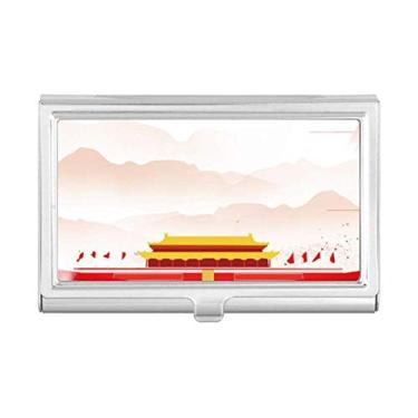 Imagem de Porta-cartão de visita com bandeira vermelha Tiananmen Mountain Fog