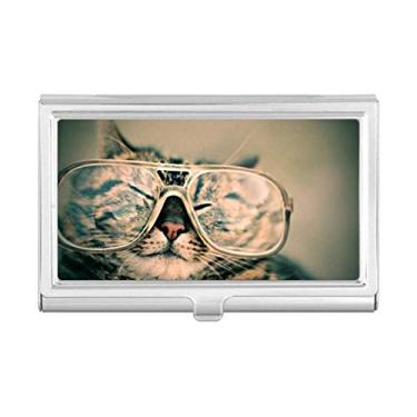 Imagem de Porta-cartões de visita com foto de gato e porta-cartões de visita