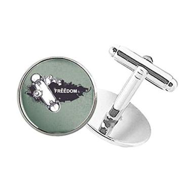 Imagem de DIYthinker Abotoaduras Hip-Hop Freedom Skateboard padrão monstro botão redondo clipe