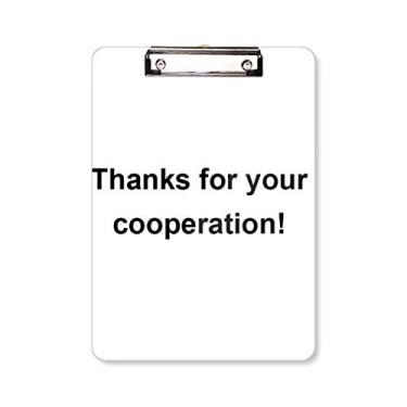 Imagem de Thanks for Your Cooperation Symbol Prancheta Pasta Bloco de Escrita Placa de Apoio A4