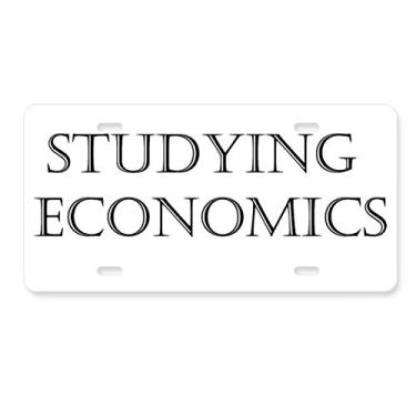 Imagem de DIYthinker Etiqueta de aço inoxidável para decoração de placa de licença com frases curtas estudando economia