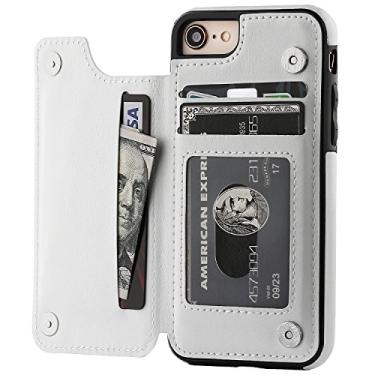 Imagem de Capa Case Carteira iPhone 7 e iPhone 8 - Multifuncional 2 em 1 - Porta cartão e case. Tamanho 4.7" (iPhone 7 e 8 Branca)