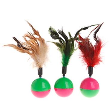 Imagem de Copo de gato brinquedo para animais de estimação, bola redonda, brinquedo de balançar gatinho interativo decoração de penas com som de plástico engraçado para cachorrinho