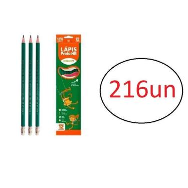 Imagem de Kit Lapis Preto Grafite Hb Sextavado Atacado 216 Unidades