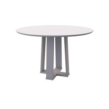 Imagem de mesa de jantar redonda com tampo de vidro isabela off white 120 cm