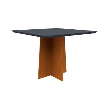 Imagem de mesa de jantar quadrada com tampo de vidro marina cinza e ype 100 cm