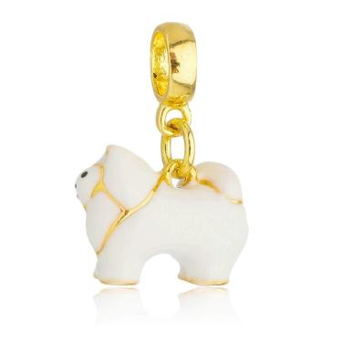 Imagem de Pingente Berloque Cachorro Spitz Alemão Para Pandora Banhado a Ouro 18k