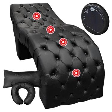 Imagem de Maca Estofada Capitonê Largura 70cm Com Massagem Corino Preto SOFA STORE