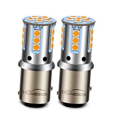 Imagem de Ruiandsion 2 lâmpadas de LED 1157 amarelas 10-60V 2057 2357 7528 BAY15D dupla função 3030 21SMD chips luzes de seta LED para carros, caminhões, motocicletas, trailers, sem polaridade