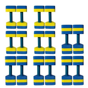 Imagem de Kit 8 Pares Halteres Hidroginástica em EVA P 1-2kg e M 2-3kg Azul/Amarelo Dafoca Sports