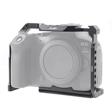 Imagem de FocusFoto Gaiola de câmera para câmera sem espelho Canon EOS R6 Mark II, equipamento estabilizador de liga de alumínio com sapata fria e montagem de parafuso de 1/10.2 cm 3/20.3 cm para filmagem de