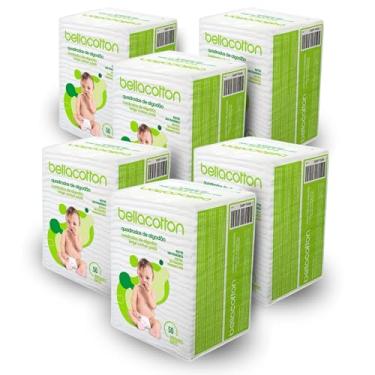 Imagem de Algodão quadrado bebê Hipoalergênico Sem Prefume bellacotton 300 Unidades (6pac. c/ 50uni)