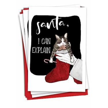Imagem de NobleWorks Pacote sortido de 3 cartões de Natal com envelopes, sortimento de férias de humor para homens e mulheres (3 desenhos, 1 cada) explicação de gato C3463XSG-C3x1