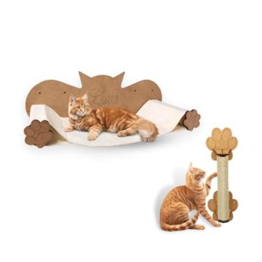 Imagem de Playground de Gatos 2 Peças Brinquedo de Pet Resistente com Rede Descanso Caminha Arranhador Suspenso Parede Gato Brinquedo para Gatos - Box Fan