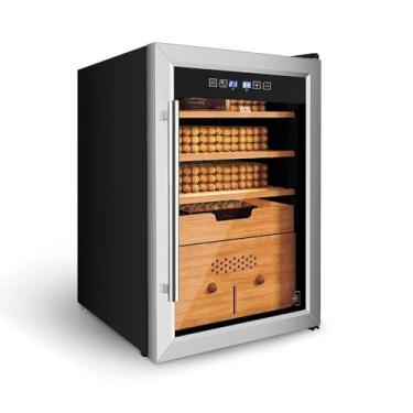 Imagem de Termoumidor de Charutos 43,5 Litros Eos Premium com Compressor e Porta de Vidro em Inox...