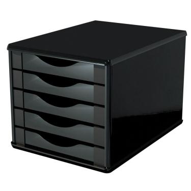 Imagem de Caixa Arquivo Gaveteiro Organizador Escritório Madeira MDF 5 Gavetas Documento A5 A4 