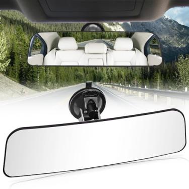 Imagem de Espelho retrovisor, espelho retrovisor universal antirreflexo HD ajustável retrovisor panorâmico para carro com ventosa (ampliar o campo de visão - setor/trapézio/retângulo arredondado)