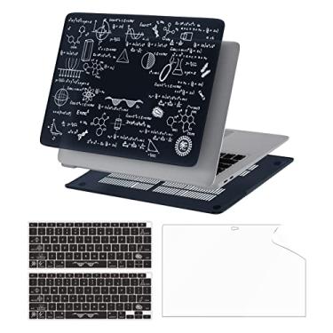 Imagem de IMMOENUC Capa colorida para laptop 4 em 1 para MacBook Air 2018 2019 2020 13 polegadas A1932/A2337/A2179 acessórios de capa e película protetora fosca e capa de teclado (fórmula biológica preta fosca)