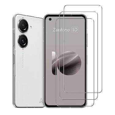Imagem de [Pacote com 3] ZMONE Protetor de tela de vidro temperado para ASUS Zenfone 10 5G, dureza 9H, alta definição, transparente, resistente a arranhões, sem bolhas, antiimpressões digitais para ASUS Zenfone