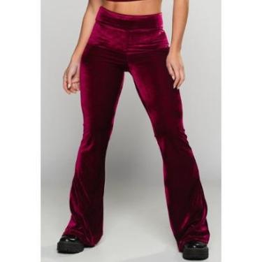 Imagem de Calça Feminina Flare Veludo Molhado Pantalona Cintura Alta Mvb Modas-Feminino