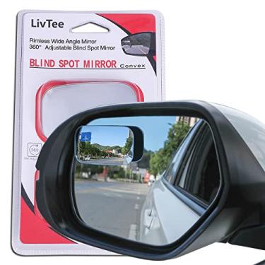 Imagem de LivTee Espelho de ponto-cego, vidro HD em forma de retangular, retrovisor convexo sem moldura, com bastão ajustável de ângulo amplo para carros, SUV e caminhões, pacote com 2