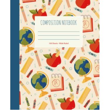 Imagem de Cadernos de composição (escola, caderno escolar, professor) - 100 páginas: papel pautado largo; para escola, escritório ou uso doméstico; para crianças, adolescentes e adultos; brochura (cadernos de