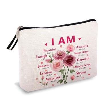 Imagem de OUZ Bolsas de cosméticos para meninas negras para mulheres, bolsa de maquiagem afro-americana, presente inspirador, bolsa de maquiagem para viagem, zíper reutilizável organizador de cosméticos - God