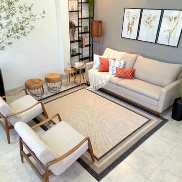 Imagem de Tapete Para Sala Luxo Moldura 3,00x4,00 Novo Decorativo Moderno Premium (56 CHUMBO, 3,00x4,00)