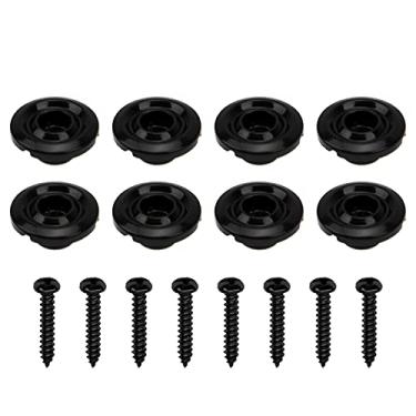 Imagem de 8 peças Yootones Round Electric Bass String Retainer Guides Metal String Trees Compatível com Fender Jazz Bass Precision Bass Guitar (Preto)