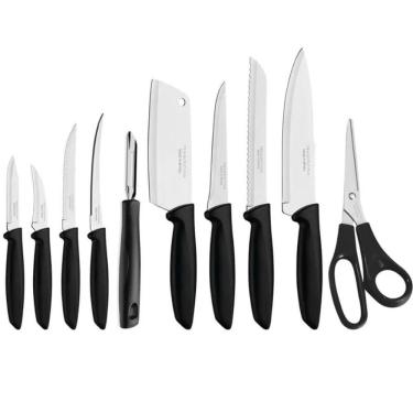 Imagem de Jogo Conjunto de Facas Tramontina Plenus em Aço Inox Faqueiro 10 Peças Preto