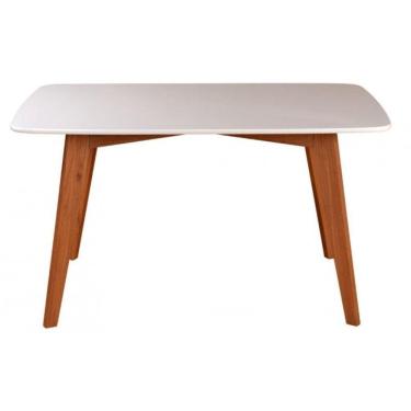 Imagem de Mesa Retangular de Madeira e Mdf 135 X 80 Cm Branco/Freijó