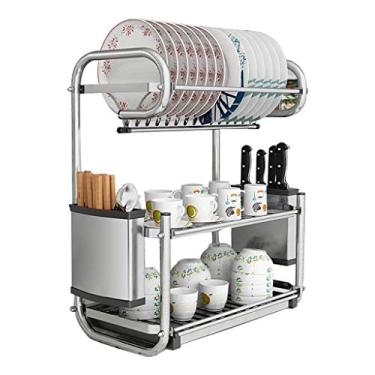 Imagem de Escorredor de louça, escorredor de louça, escorredor de pratos montado na parede, suporte de cozinha, rack de armazenamento com suporte de pauzinho, 565 x 24 x 44 cm