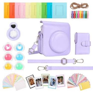 Imagem de HIYQIN Capa para câmera e kit de acessórios 8 em 1 compatível com Fujifilm Instax Mini 12 - roxo lilás