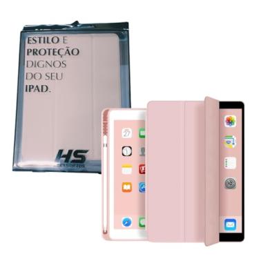 Imagem de Capa Protetora Para iPad 5ª e 6ª Geração 9.7" Smart Case Com Suporte a Caneta Anti Impacto Magnética Slim Premium Resistente Funcional com Design Fino (Rosa)