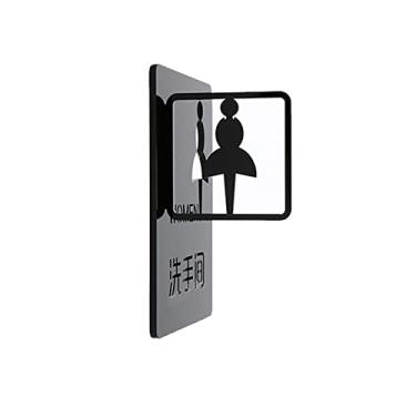 Imagem de Thickened Acrylic Wall Side Hanging Door Toilet Sign, 15x20cm/20x25cm Creative Men's and Women's Bathroom Three-dimensional WC Reminder Sign Washroom Double-sided Door Sign (Color : Women 15x20cm)