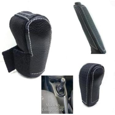 Imagem de Kit Capa Couro Manopla Câmbio Manual e Alavanca Freio de Mão Nissan Ma