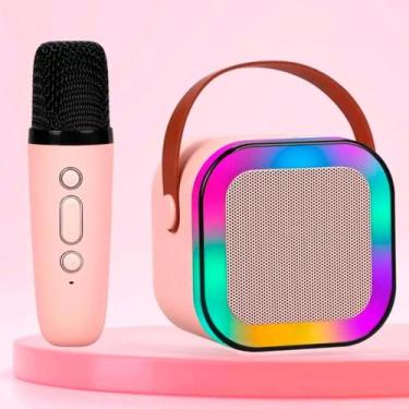 Imagem de Caixa Som Karaokê Adulto Bluetooth Microfone Sem Fio Luz Led - Bellato