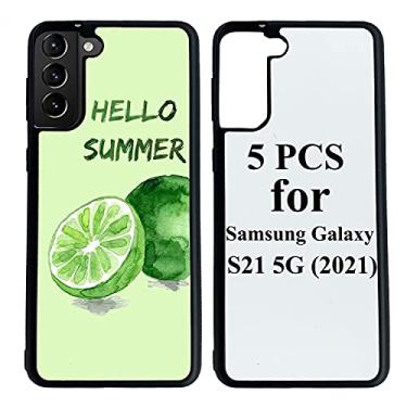 Imagem de 5 peças de capa de telefone em branco de sublimação compatível com Samsung Galaxy S21 5G (2021), 2 em 1 2D borracha macia TPU em branco DIY capa de telefone personalizada capa de telefone prensa