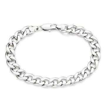 Imagem de Pulseira de prata 925 masculina rommanel elo batido 22 cm 352013