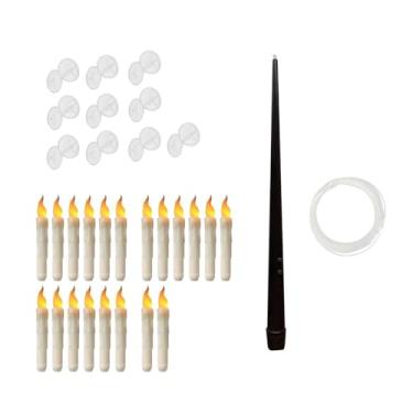 Imagem de Kuntesetty 20Pcs Velas Flutuantes Velas Cônicas Sem com Controle Remoto Vela LED Mágica Flutuante para Decoração de Festa Casamento, amarelo